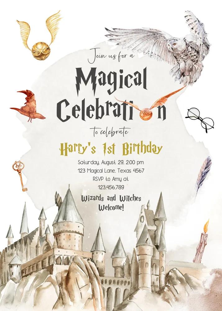 Wizard Birthday Invitation | Magical School Canva Template | Editable Download
