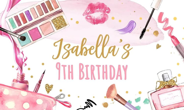 Spa Party Backdrop & Invitation Canva Template | Pink Glam Birthday Decor