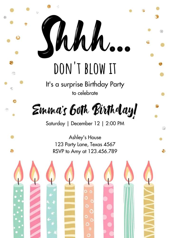Surprise Birthday Invitation Canva Template | Adult 30th 40th 50th 60th