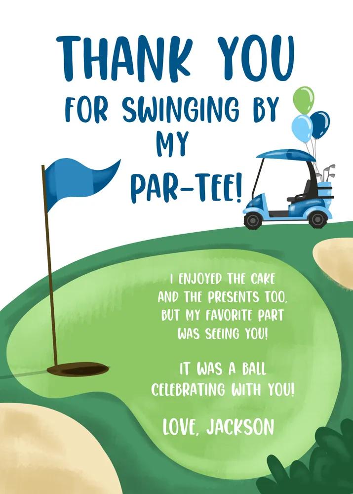 Golf Birthday Thank You Card Template - Editable Par-tee Favor Note