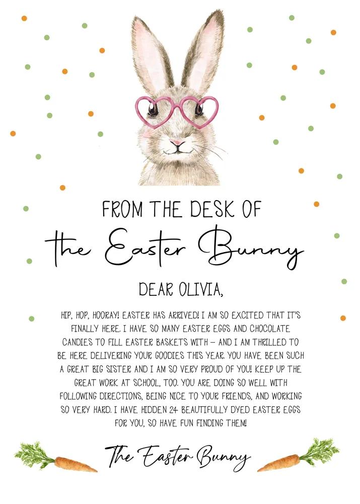Editable Easter Bunny Return Letter Template | Personalizable Kids Note Canva