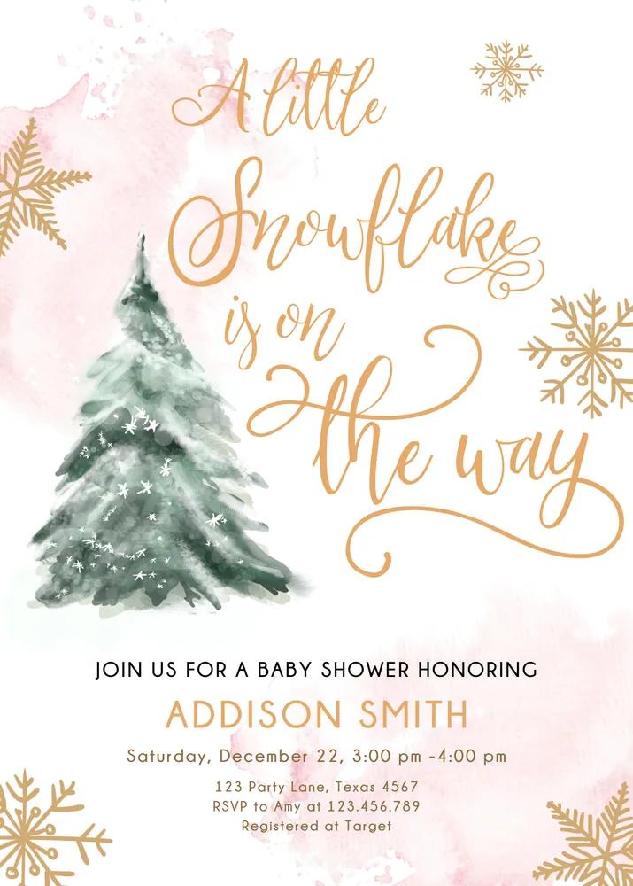 Little Snowflake Baby Shower Invitation | Editable Winter Canva Template