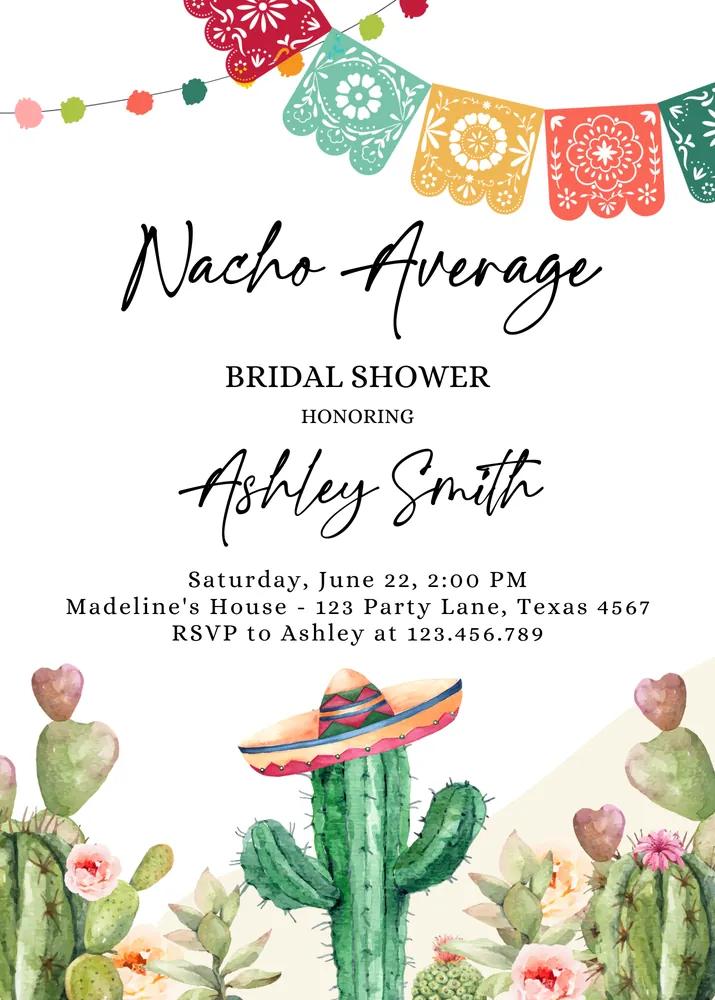 Nacho Average Bridal Shower Invitation Fiesta Couples Canva Template