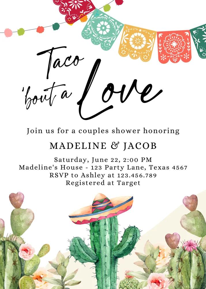 Taco Bout Love Couples Shower Invitation - Canva Fiesta Template