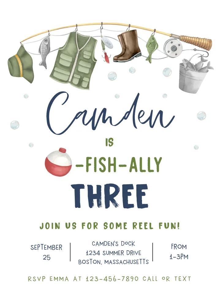 Editable Fishing Birthday Invitation O-Fish-Ally Any Age Canva Template
