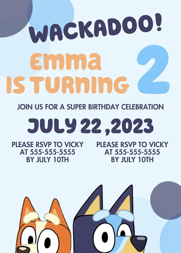 Bluey Birthday Invitation Template | Editable Boy Party Invite | Instant Download