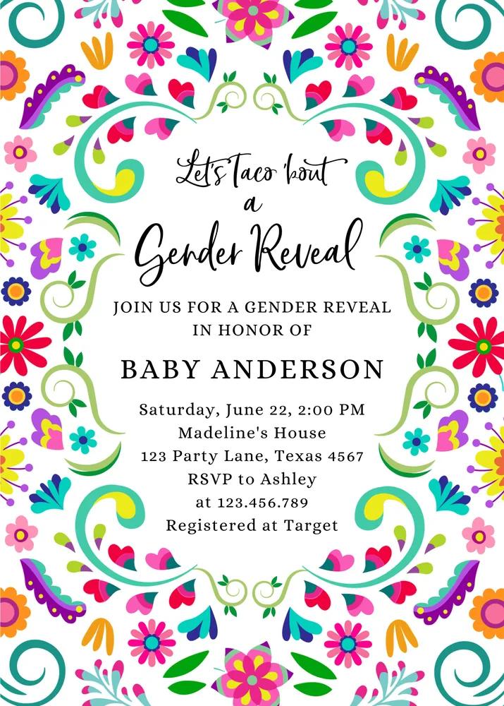 Taco Bout a Gender Reveal Invitation | Mexican Fiesta Canva Template