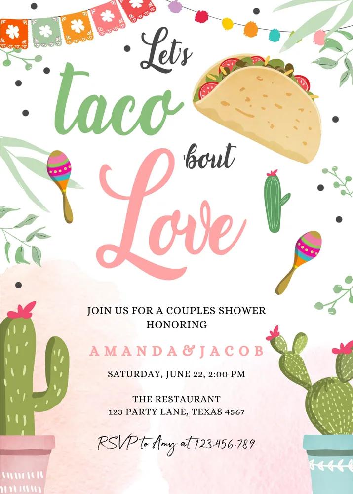 Taco Bout Love Couples Shower Invite | Editable Canva Fiesta Bridal Template