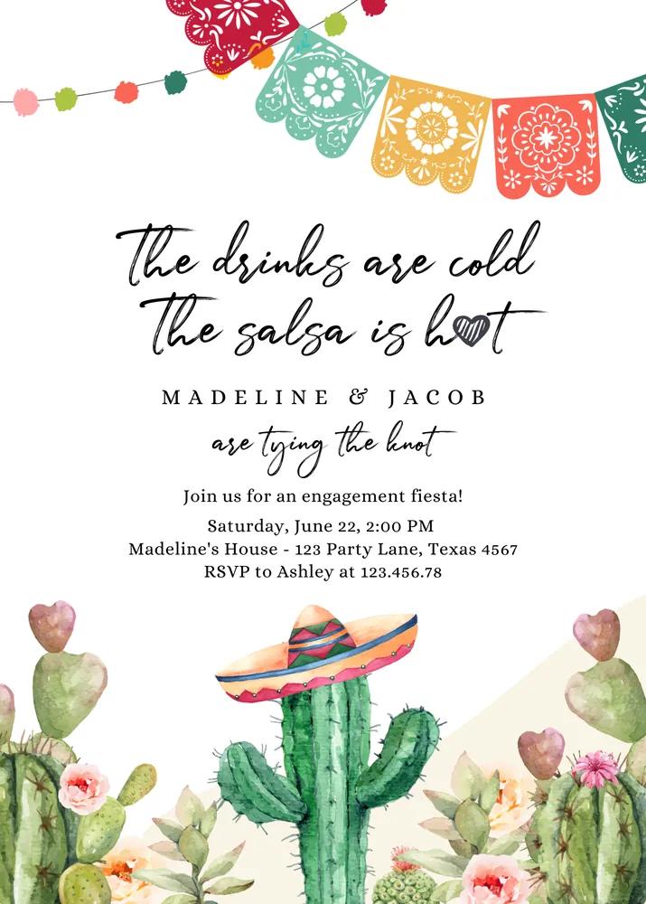 Fiesta Engagement Invitation Template | Mexican Bridal Shower Canva Editable