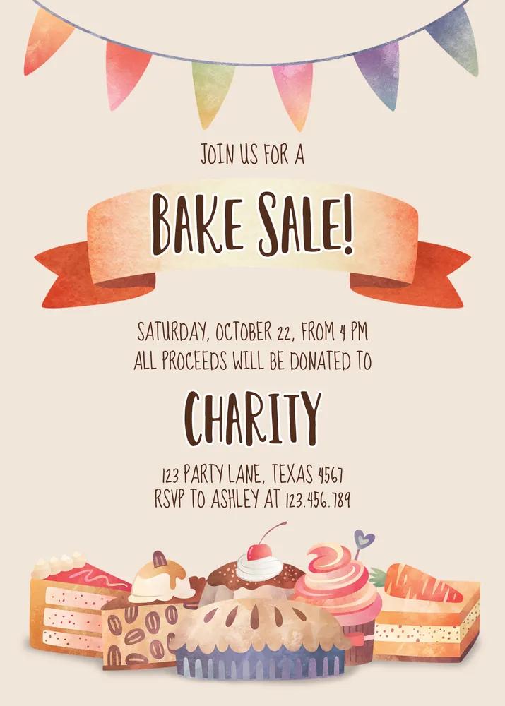 Bake Sale Flyer Canva Template | School Fundraiser Church Event Invitation