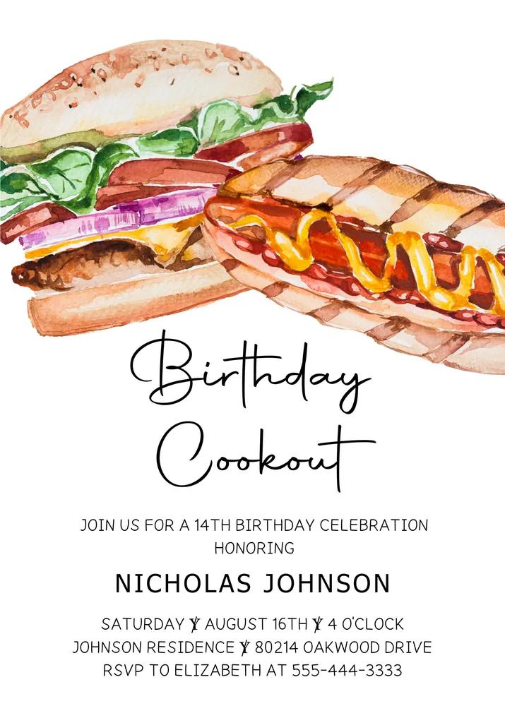 Editable Cookout Birthday Party Invitation | BBQ Canva Template Instant Download