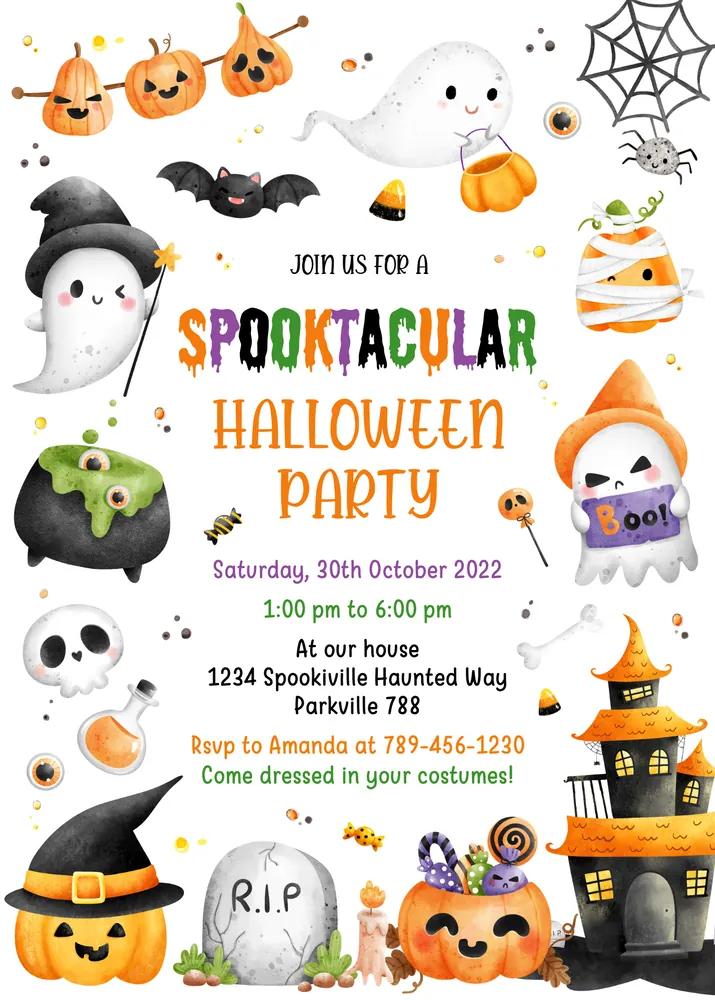 Halloween Party Invitation Template | Editable Canva Birthday Invite | DIY