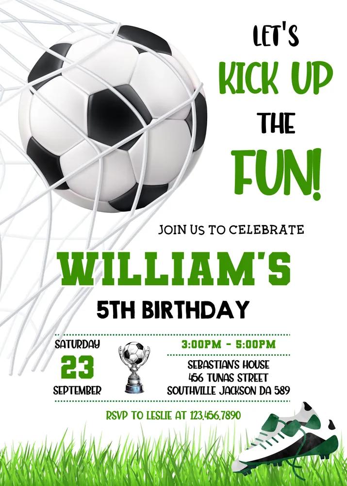 Soccer Birthday Invitation | Editable Canva Template | Boys Football Invite