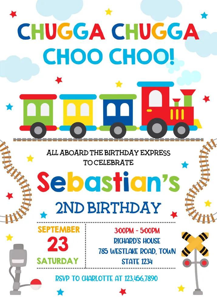 Editable Train Birthday Invitation Template | Instant Download Canva DIY