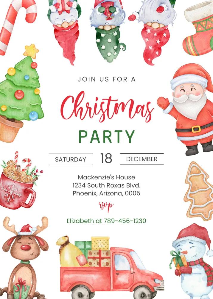 Christmas Party & Birthday Invitation Template | Editable Canva Design