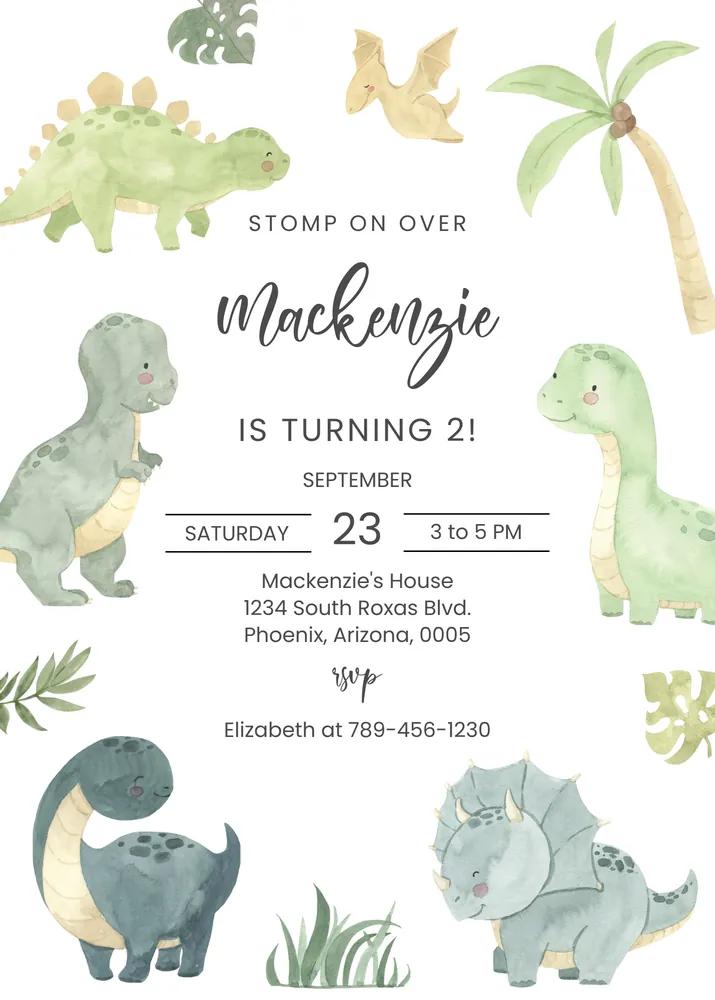 Editable Dinosaur Birthday Party Invitation Template | Instant Download Canva