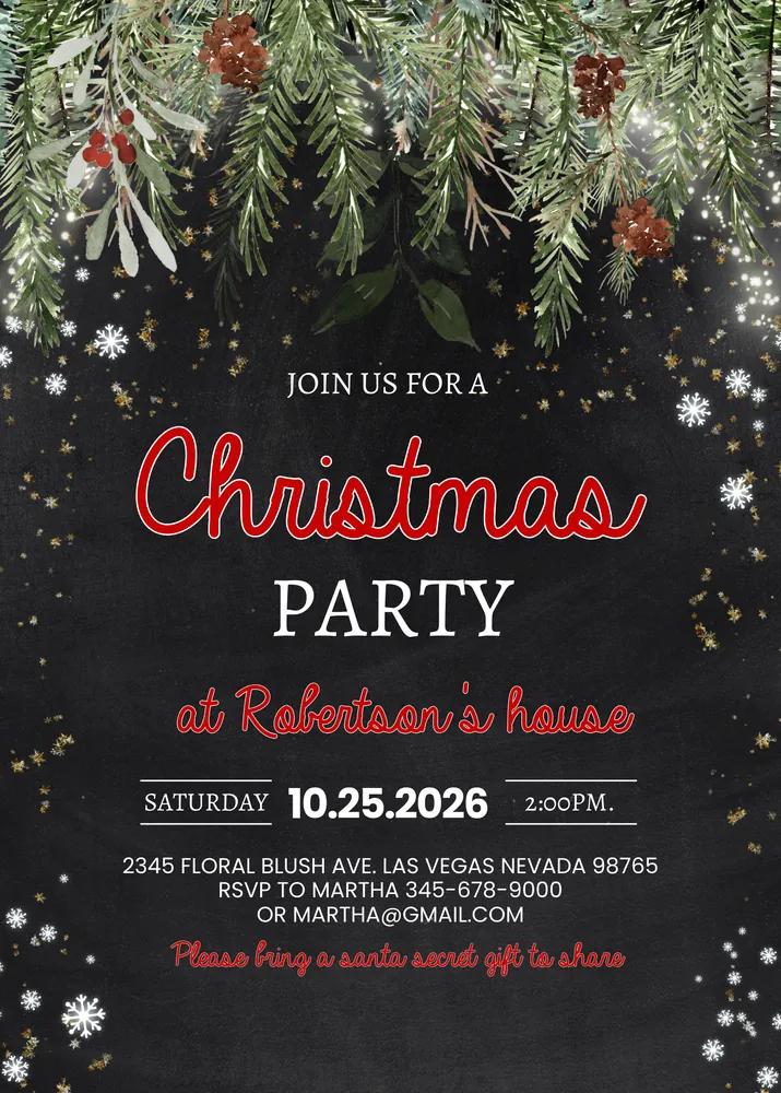 Christmas Party Invitation | Editable Canva Template Office Holiday Invite