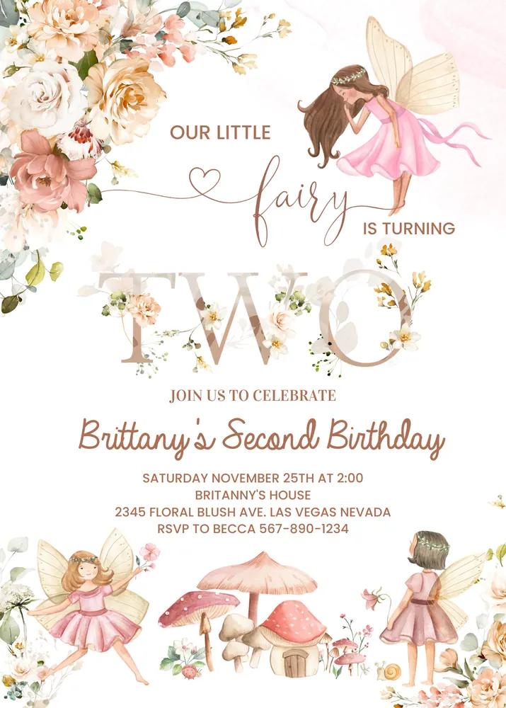 Fairy Birthday Invitation Canva Template, Wildflower Garden Magical Floral Invite