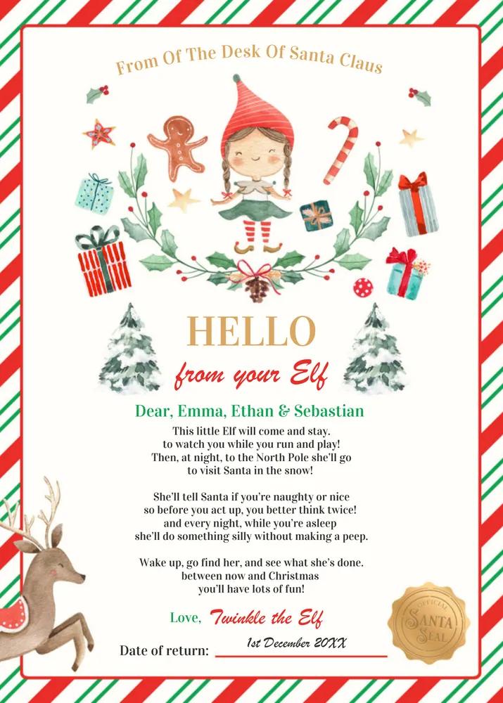 Personalized First Time Elf Arrival Letter | Editable Canva Template