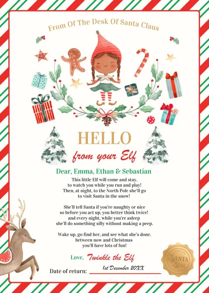 Editable First Time Elf Arrival Letter - Personalized Canva Template