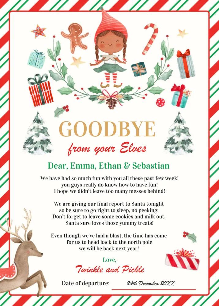 Personalized Elf Goodbye Letter & Holiday Card Canva Template - S42Z