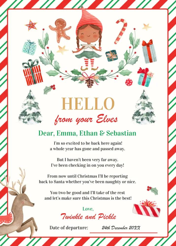 Editable Elf Return Letter & Holiday Card - Canva Template Instant Download