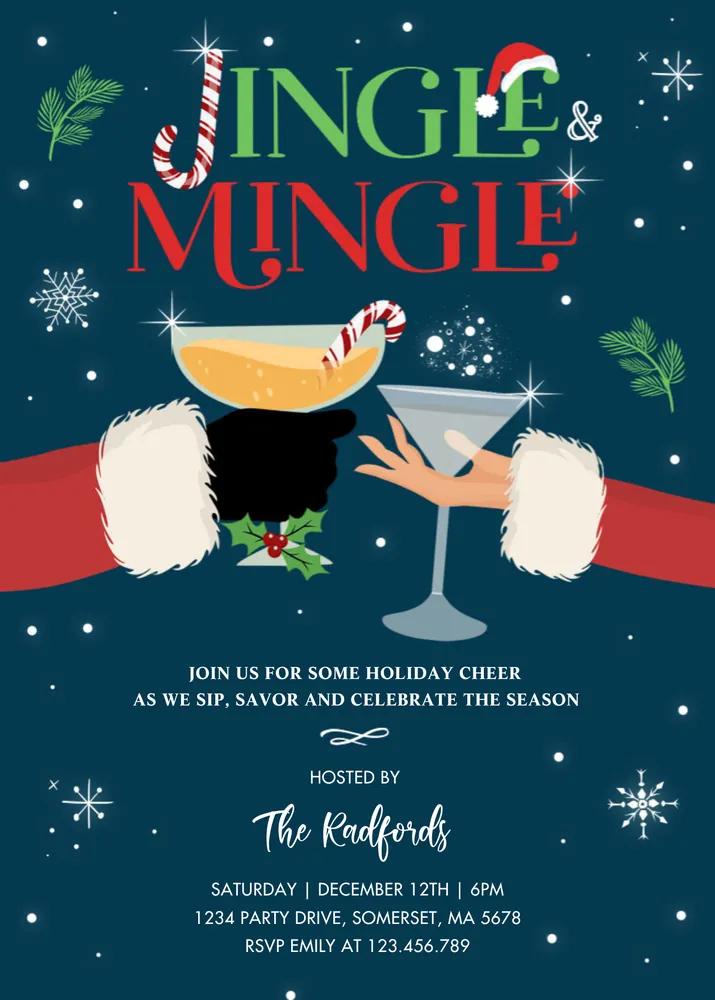 Jingle Mingle Christmas Party Invite | Editable Canva Holiday Cocktail Template