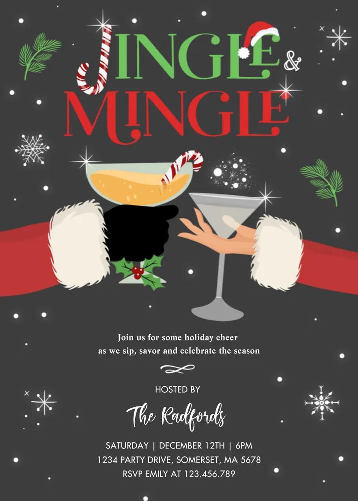 Jingle & Mingle Christmas Cocktail Party Invitation Canva Template