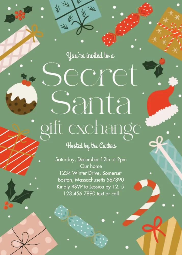 Secret Santa Invitation | Editable Canva Template | Holiday Gift Exchange Flyer