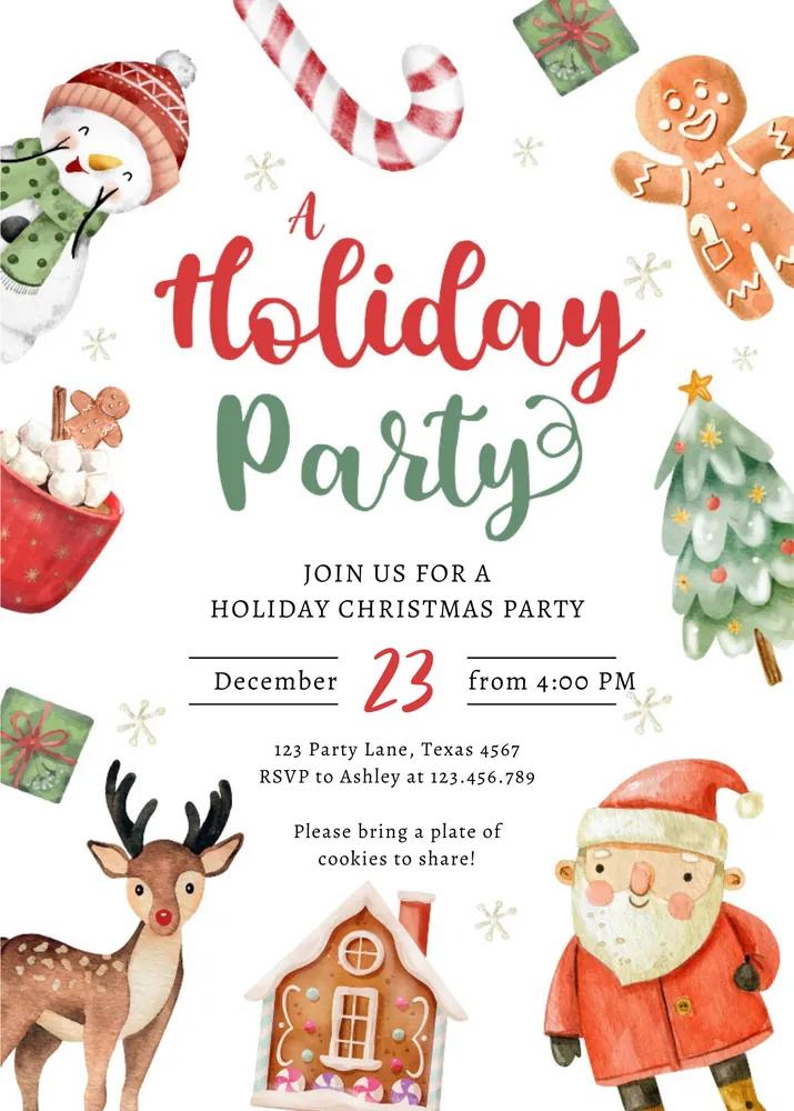 Editable Jingle and Mingle Christmas Party Invitation Santa Canva Template