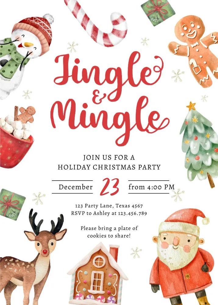 Jingle & Mingle Christmas Party Invitation | Editable Canva Santa Template