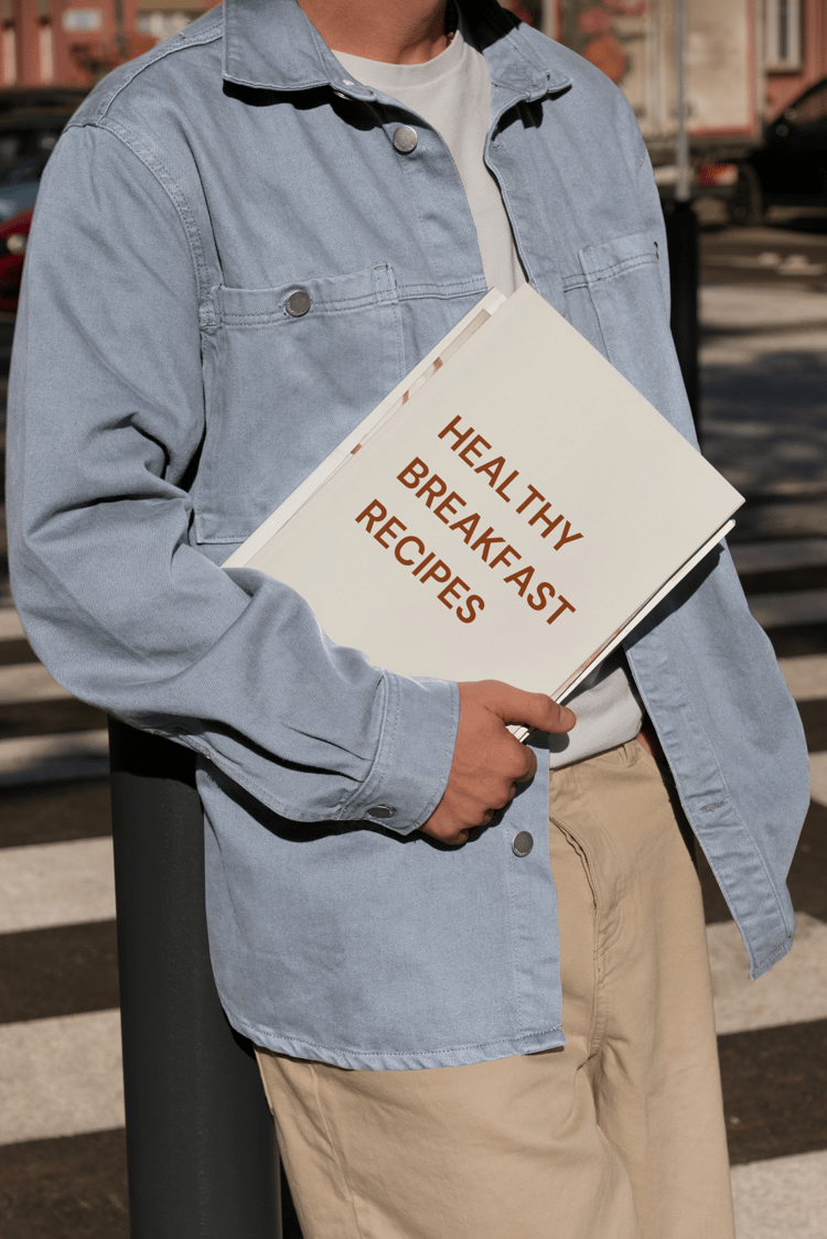 Healthy Breakfast Recipes eBook cover with colorful fruits, avocado toast, and morning smoothie”