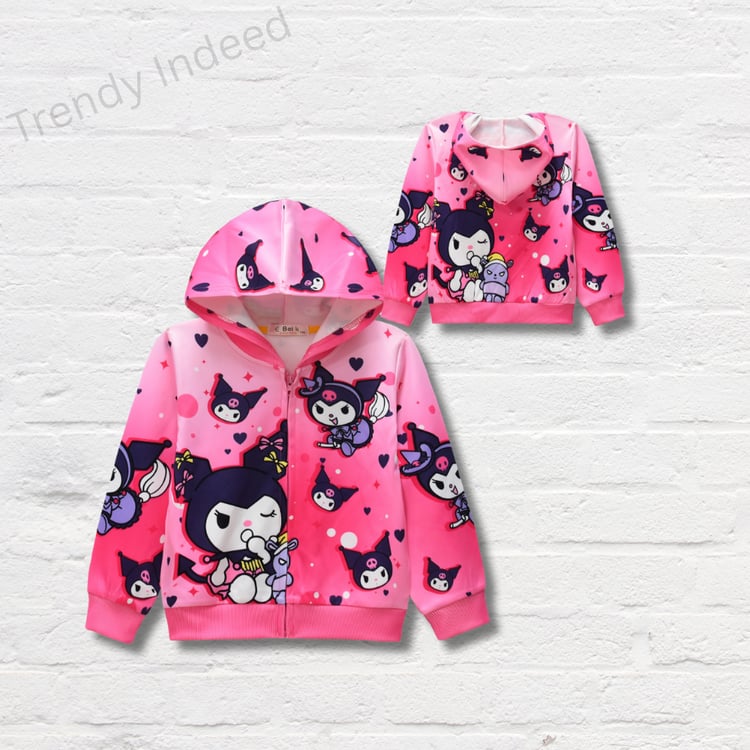 Girls cartoon inspired hooded jacket cozy zip up coat
