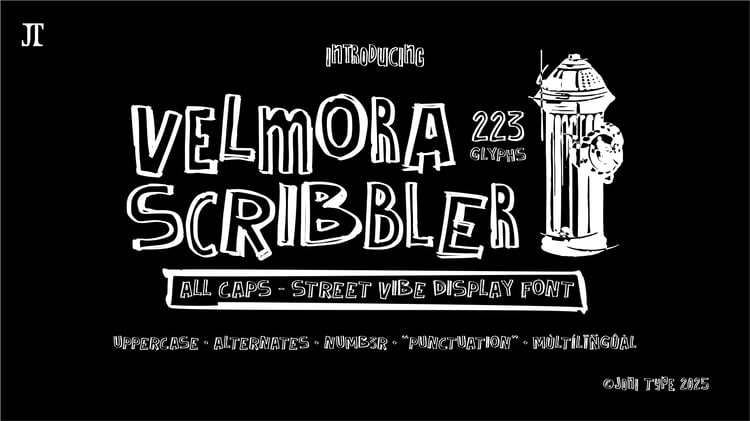 Velmora Scribbler - all caps street vibe