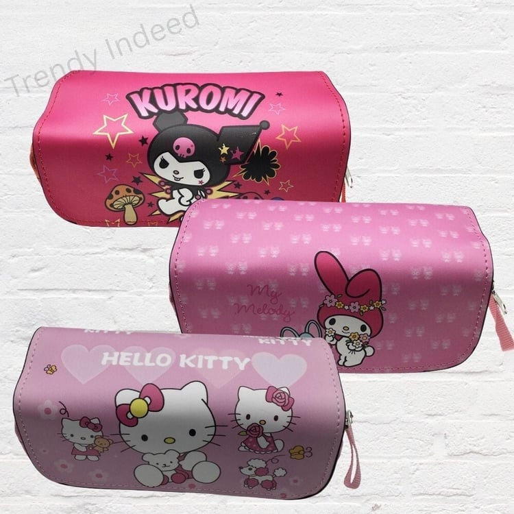 Cute cartoon inspired pencil case double zipper large capacity