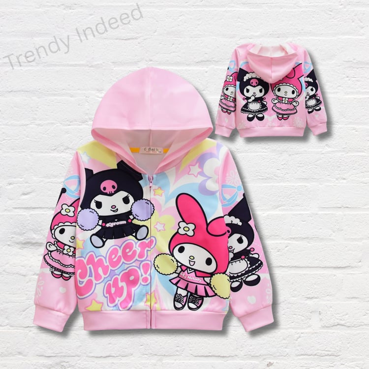 Cute cartoon inspired hooded jacket with side pockets for kids