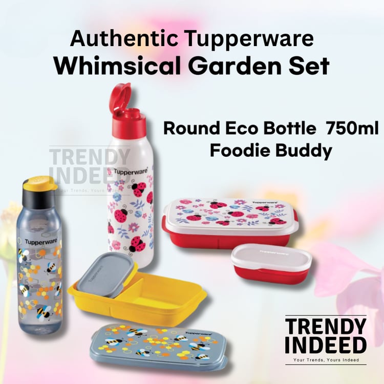 Tupperware whimsical garden set eco bottle 750ml foodie buddy