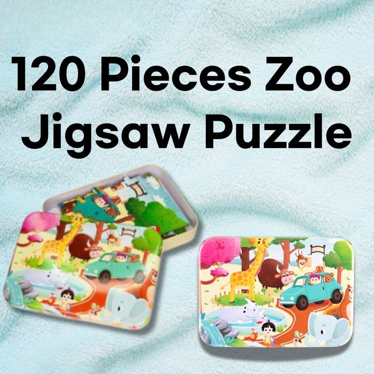 120 piece zoo animal wooden jigsaw puzzle kids educational toy