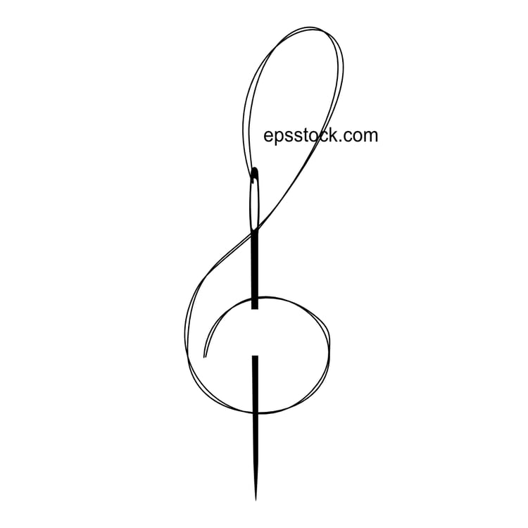 needle and thread in g-clef shape