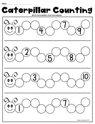 Caterpillar Math Counting & Writing Numbers - Spring - Kindergarten & First