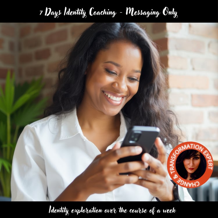 7 Days Identity Coaching - Messaging ONLY ( picture of woman messaging on mobile phone)