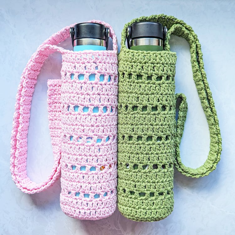water bottle holder pink and green