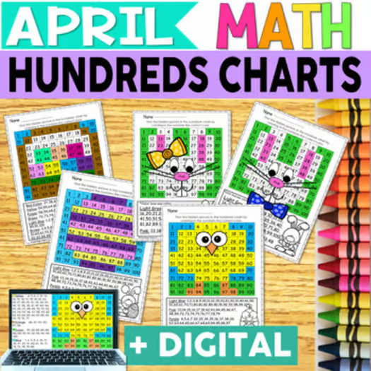 Hundreds Chart-Easter | April | Math Centers | Math Review | Color by Number