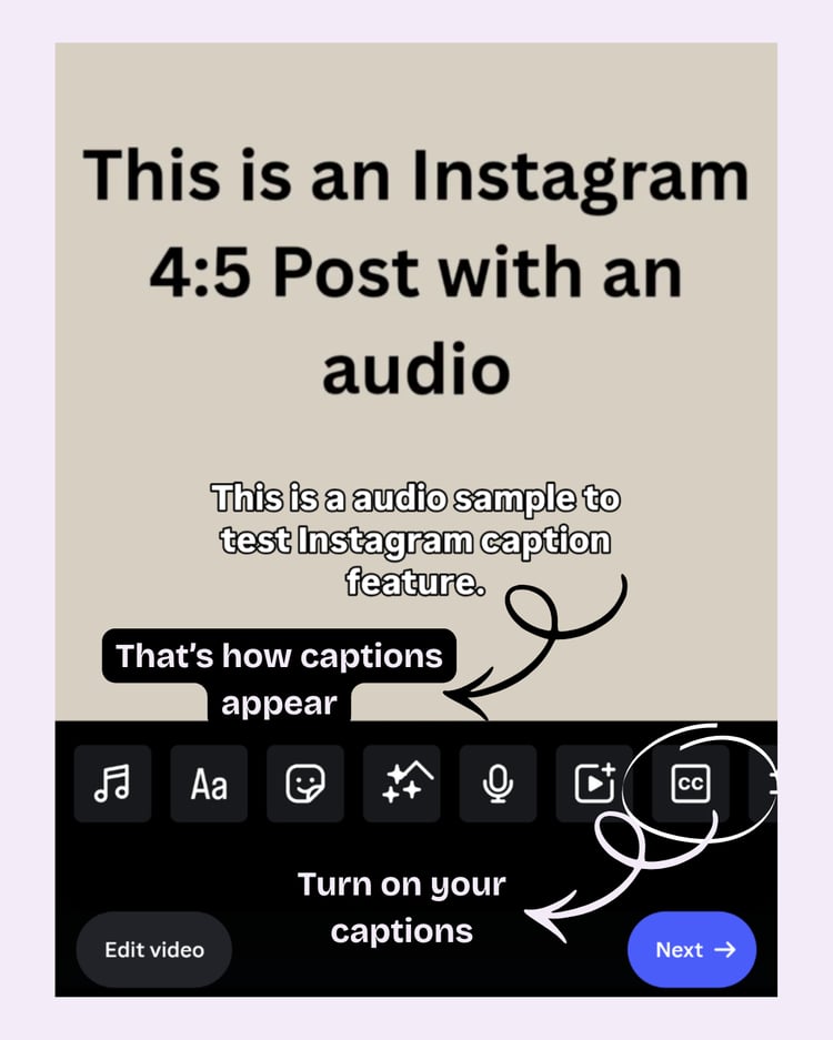 Turn on captions on Instagram