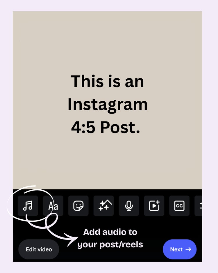 Add audio to Instagram's post