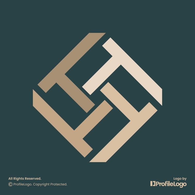 Elegant line square T logo or TTTT logo by ProfileLogo with dark background