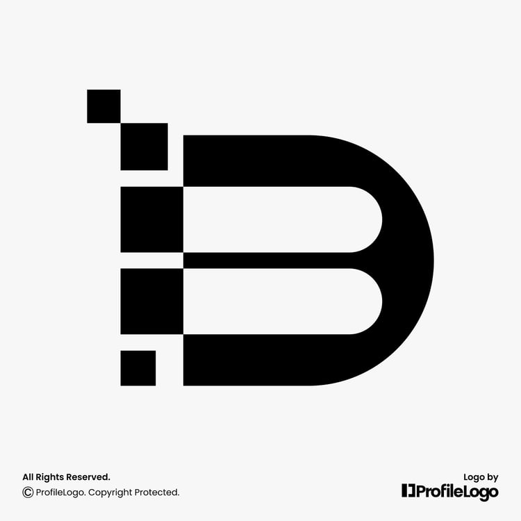 Technology pixel letter DB logo or BD logo by ProfileLogo with light grey background