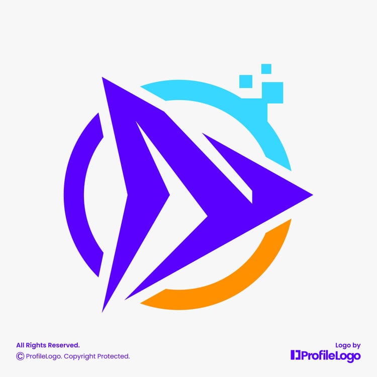 Modern video play letter N logo by ProfileLogo with light grey background