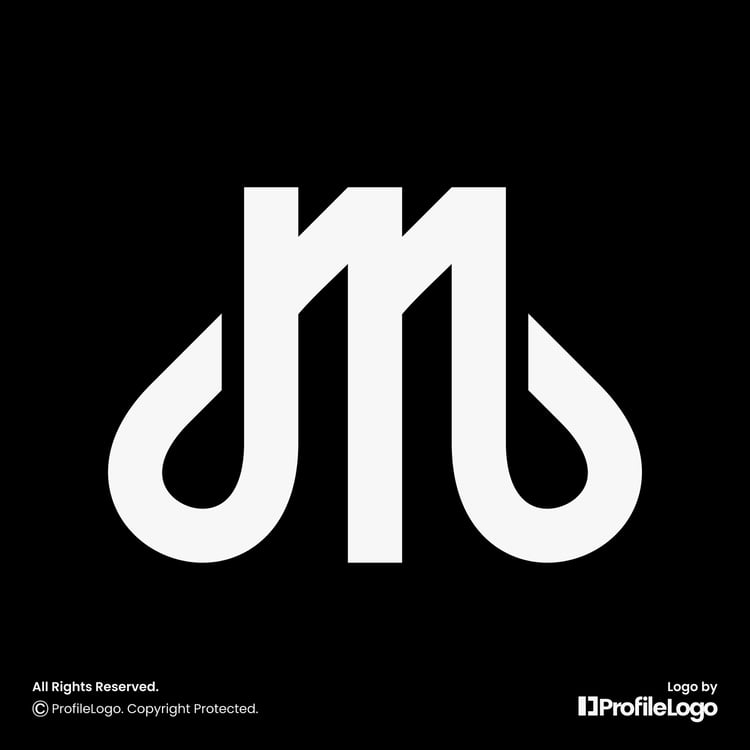Simple letter M logo by ProfileLogo with black background