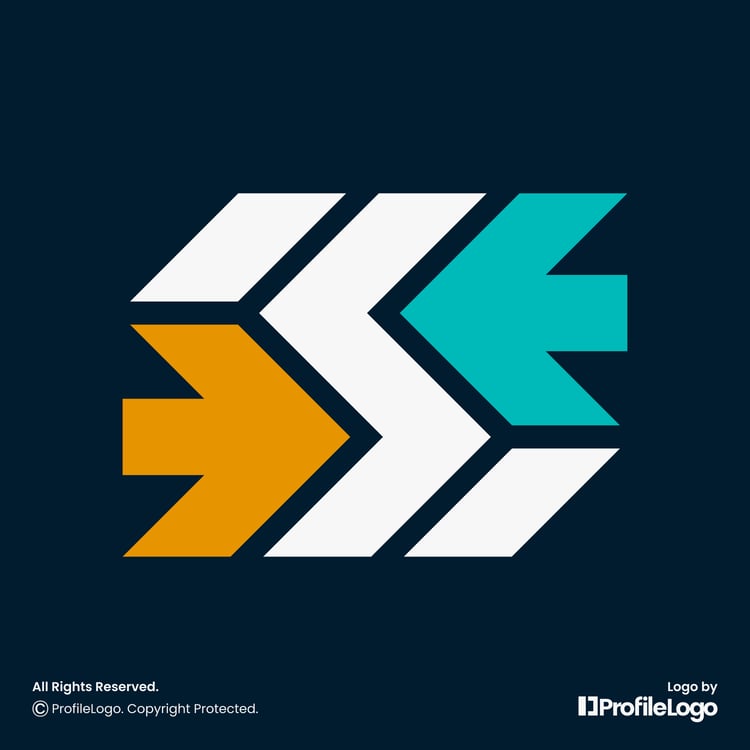 Geometric letter S arrow logo by ProfileLogo with dark background
